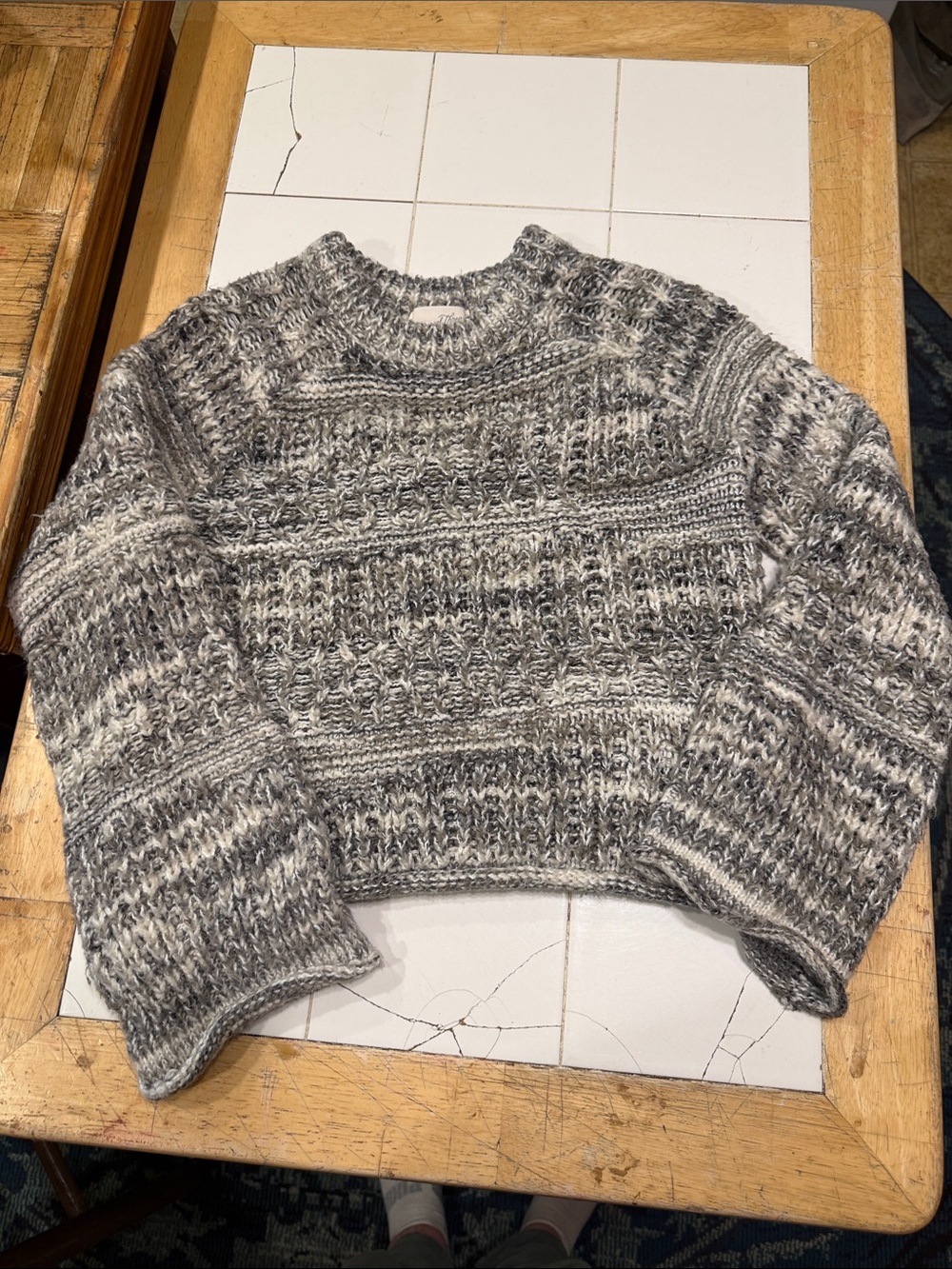 Universal Thread Marled Gray & Cream Knit Crewneck Sweater - Men